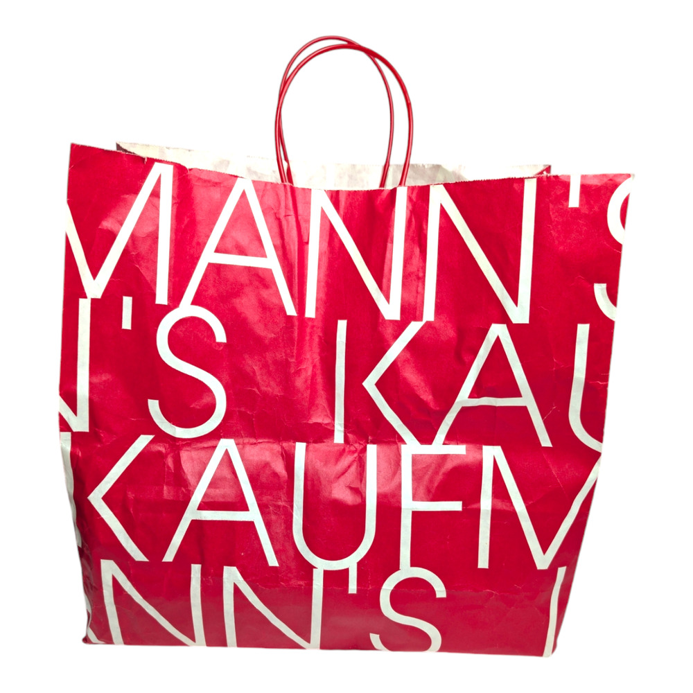 Kaufmann's Red & White Logo Spell Out Large Paper Shopping Bag‎ Vintage Prop